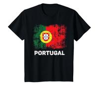 Retro Portugal Flag Shirt Patriotic Portuguese Flag Camiseta, Niños, Negro, 12 años