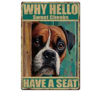 Retro Póster Perro Hola dulce mejillas dulces tienen un asiento metal Señales de tráfico Con refranes para Oficina,Jardín,Comedor,Hogar S