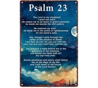 Retro Psalm Wall Decor Tin Sign 8 X 12 in | Easy with nails tape rope four corner round holes metal sign