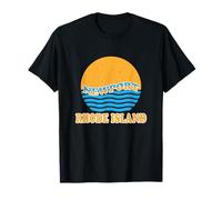 Retro Puesta De Sol Y Olas del Mar Newport Rhode Island Vintage Camiseta