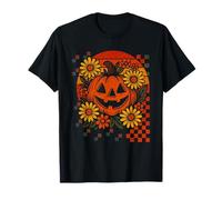 Retro Pumpkin and Sunflowers Halloween Camiseta