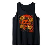 Retro Pumpkin and Sunflowers Halloween Camiseta sin Mangas
