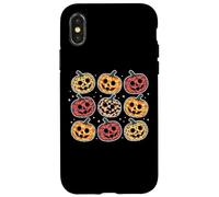 Retro Pumpkin Cute Faces Halloween Fall Carcasa para iPhone X/XS