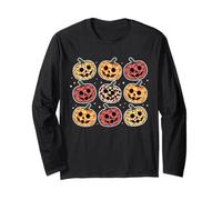 Retro Pumpkin Cute Faces Halloween Fall Manga Larga