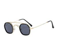 Retro Punk Men Double Bridges Sunglasses Polygon Clear Ocean Gradient Lens Women Shades UV400 Sun Glasses, 2, talla única