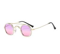 Retro Punk Men Double Bridges Sunglasses Polygon Clear Ocean Gradient Lens Women Shades UV400 Sun Glasses, 6, talla única