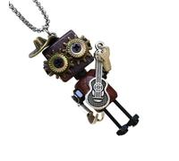 Retro Punk Robot Necklace - Wooden Pendant, Handmade Wood Robot Pendant Necklace with Vintage Punk Style | Ideal for Collectors, Cosplay Event, Music Festival, Themed Party, Birthday, Valentine’s Day