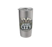 Retro Quebec Ciudad Paisaje Vintage Recuerdo Vaso térmico de acero inoxidable de doble pared