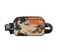 Retro Queen - Bonita riñonera cruzada para hombres y mujeres, pequeña riñonera con correa ajustable para entrenamiento, correr, senderismo, Peces de lucha estéticos, 1 size