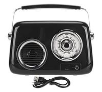 Retro Radio Altavoz Vintage Estilo Vintage Portable HiFi Estereo Sound 5.0 FM Radio USB Entrada AUX para Material ABS de Fiesta Al Aire Libre 233x194x88mm (Negro)