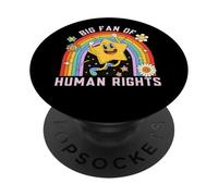 Retro Rainbow Big Fan de los Derechos Humanos, Protesta por los Derechos Humanos PopSockets PopGrip Adhesivo