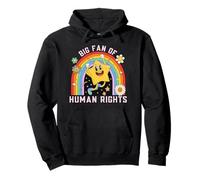 Retro Rainbow Big Fan de los Derechos Humanos, Protesta por los Derechos Humanos Sudadera con Capucha