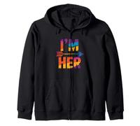 Retro Rainbow Pride I'm Her Declaración Envejecida Sudadera con Capucha