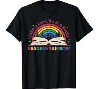 Retro Rainbow Take A Look It's In A Book Reading Bookworm Gift Unisex T-Shirt Black 3XL