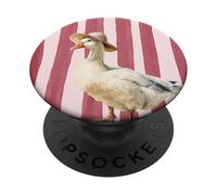 Retro Rayas Rosa Pato Rojo Lindo Sombrero Pájaro Animal Ganso PopSockets PopGrip Adhesivo
