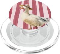 Retro Rayas Rosa Pato Rojo Lindo Sombrero Pájaro Animal Ganso PopSockets PopGrip para MagSafe