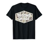 Retro Regreso a la Escuela Niños Old Camo Segundo Grado Camiseta