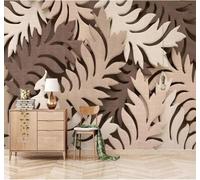 Retro Relieve Marrón Hojas Arte 3D Papel Pintado Pared Fácil Instalación Oficina Sala Estar Sofá Dormitorio TV Fondos Decoración-430cm×300cm