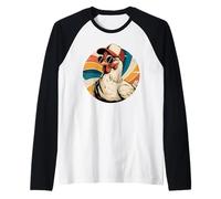 Retro Remolino Pollo Gafas De Sol Pollos Camiseta Manga Raglan
