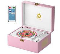 Retro Reproductor CD Portátil con Altavoces, Bluetooth, USB, Diseño Vintage | Entrada AUX y Salida para Auriculares, Conexión Inalámbrica 5,3, Batería Recargable de 2000 mAh con Carga Rápida Tipo C, Pink