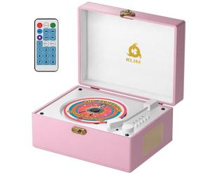 Retro Reproductor CD Portátil con Altavoces, Bluetooth, USB, Diseño Vintage | Entrada AUX y Salida para Auriculares, Conexión Inalámbrica 5,3, Batería Recargable de 2000 mAh con Carga Rápida Tipo C, Pink