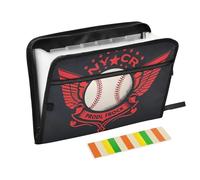 Retro Rock 'n' Roll - Carpetas anchas de béisbol, 13 bolsillos, tamaño carta A4, con cierre de cremallera, para documentos expandibles