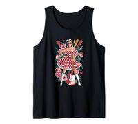 Retro Rock Polka Dot Vestido Guitarra Señora Camiseta sin Mangas