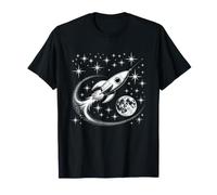 Retro Rocket Adventure - Explorador Espacial Vintage Luna y Estrellas Camiseta