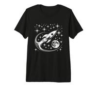 Retro Rocket Adventure - Explorador Espacial Vintage Luna y Estrellas Camiseta Premium