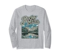 Retro Rocky Mountains National Park Vintage Style 80s Manga Larga