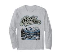 Retro Rocky Mountains National Park Vintage Style 80s Manga Larga
