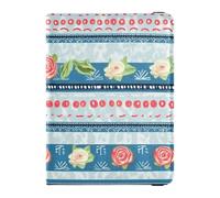 Retro Roses - Funda de piel para pasaporte y tarjeta de vacunación con diseño de rosas azules, Azul (Retro Roses Plaid Blue), 1 size
