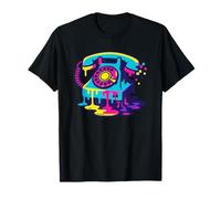 Retro Rotary Phone Vaporwave Glitch Art 80s Nostalgia Camiseta