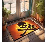 Retro Rugs Jolly Roger: Danger Ahead! Felpudo para decoración de habitación de adolescentes, tapete de bienvenida para exteriores (50 x 80 cm)