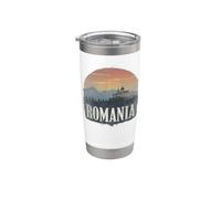 Retro Rumania Paisaje Vintage Recuerdo Vaso térmico de acero inoxidable de doble pared