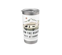 Retro RV Camping Life Mountain Road Trip Journey Vaso térmico de acero inoxidable de doble pared