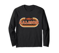 Retro Salmon River Fishing Vibe Manga Larga