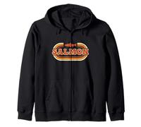 Retro Salmon River Fishing Vibe Sudadera con Capucha