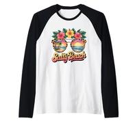 Retro Salty Beach Leopard Gafas de sol Tropical Flower Sunset Camiseta Manga Raglan