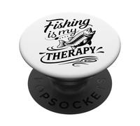 Retro Salud Mental Pesca Es Mi Terapia Relajante Pescador PopSockets PopGrip Adhesivo