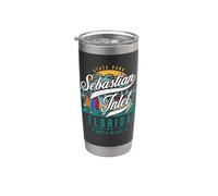 Retro San Sebastian State Park Florida Surf Puesta de sol Vacaciones Vaso térmico de acero inoxidable de doble pared