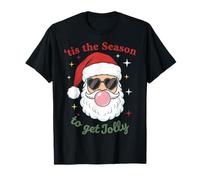 Retro Santa Claus Bubble Gum Tis The Season To Get Jolly Camiseta