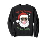 Retro Santa Claus Bubble Gum Tis The Season To Get Jolly Sudadera