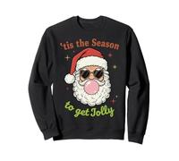 Retro Santa Claus Bubble Gum Tis The Season To Get Jolly Sudadera