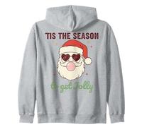 Retro Santa Claus Bubble Gum Tis The Season To Get Jolly Sudadera con Capucha