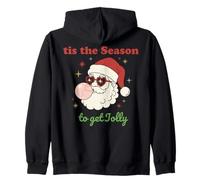 Retro Santa Claus Bubble Gum Tis The Season To Get Jolly Sudadera con Capucha