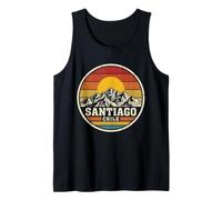 Retro Santiago Chile Montaña Atardecer Vintage Insignia Camiseta sin Mangas