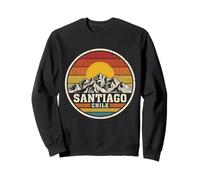 Retro Santiago Chile Montaña Atardecer Vintage Insignia Sudadera