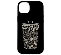 Retro Sarcástico Tatuaje Meme Tinta Cultura Divertido Dicho Basura Carcasa para iPhone 14 Plus