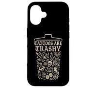 Retro Sarcástico Tatuaje Meme Tinta Cultura Divertido Dicho Basura Carcasa para iPhone 16